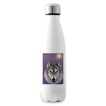 Wolf unter Mond - Isolierflasche - Weiß - Rechts