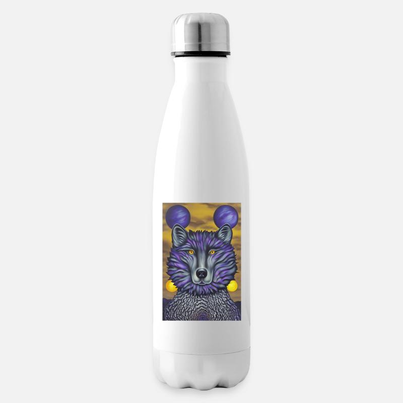 Loup avec lune - Bouteille isotherme - blanc