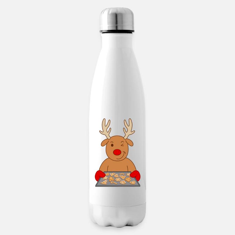 Rentier Weihnachtsgebäck Gebäck Plätzchen backen - Isolierflasche - Weiß