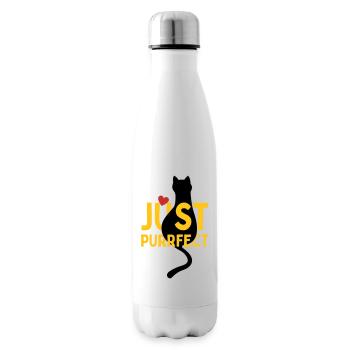 Pfotschafter Design: Just Purrfect cat with heart - Insulated Water Bottle - white - Right