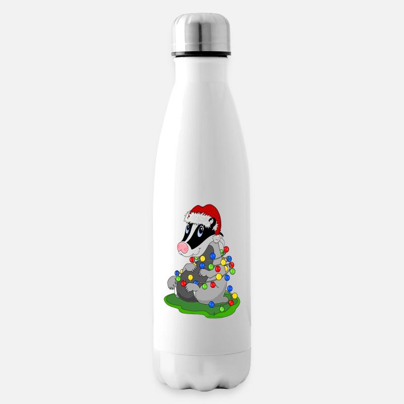 Weihnachtsdachs - Isolierflasche - Weiß