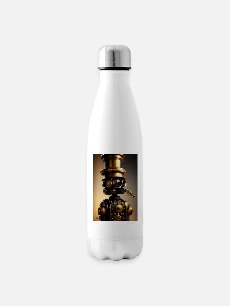 Steampunk Robot - Isolierflasche - Weiß