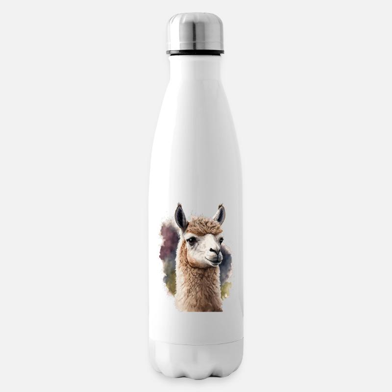 Alpaka Aquarell - Isolierflasche - Weiß