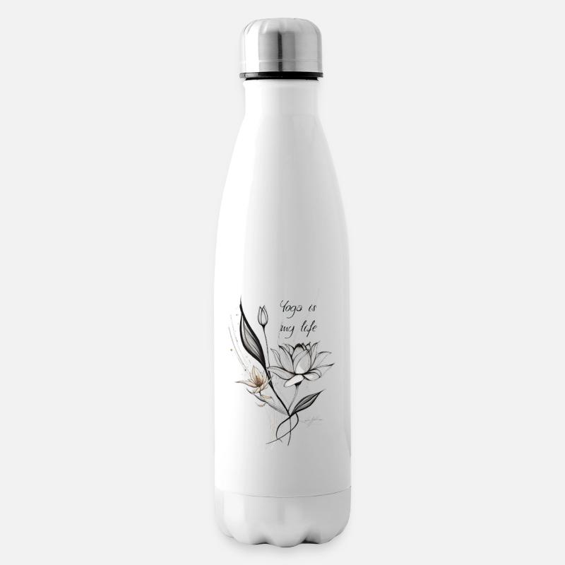  Lotusblüten yoga - Isolierflasche - Weiß