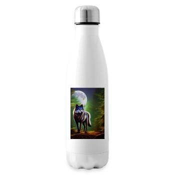 Wolf und Mond - Isolierflasche - Weiß - Rechts