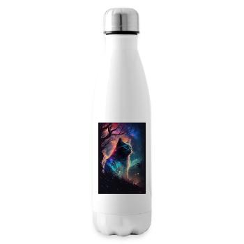 Katze Weltall Sternenhimmel Cosmos Polarlicht - Isolierflasche - Weiß - Rechts
