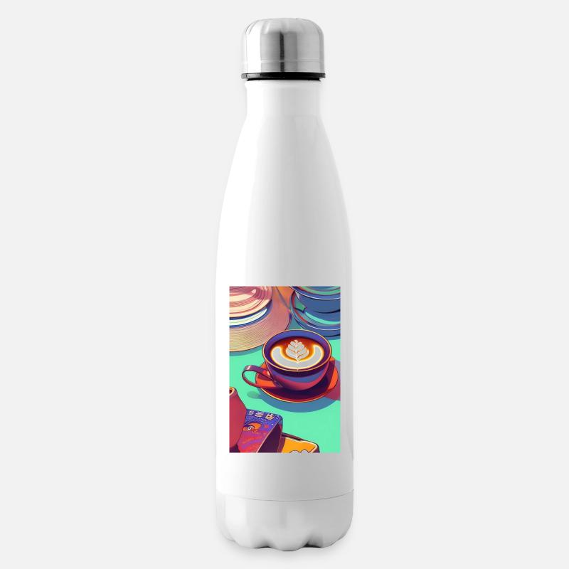Kaffee, Kaffeebohnen - Isolierflasche - Weiß
