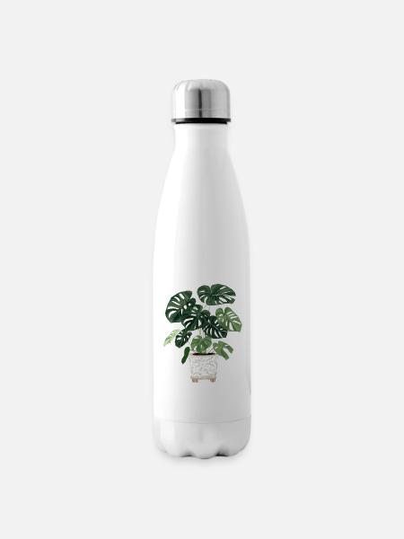 Monstera im Topf - Isolierflasche - Weiß