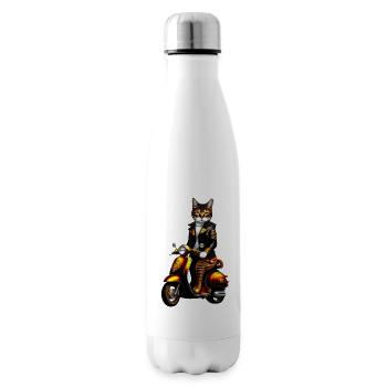 Chat steampunk - Bouteille isotherme - blanc - Droite