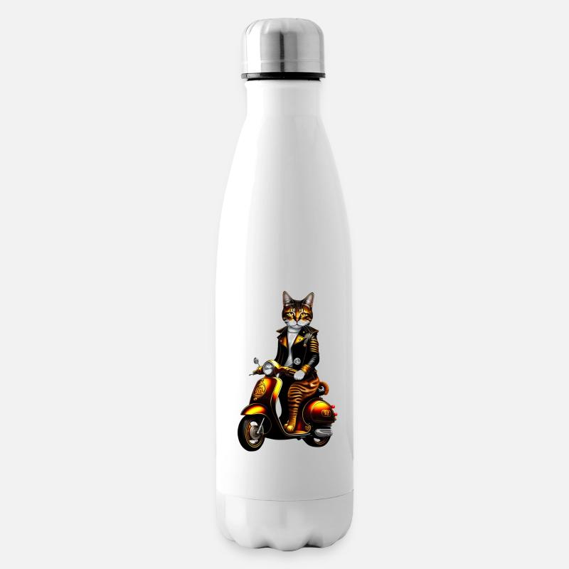 Chat steampunk - Bouteille isotherme - blanc