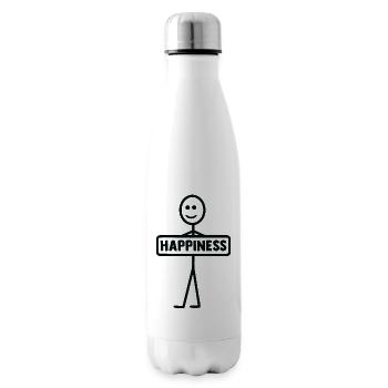 Happy Stick Figure – Cool Happy Happiness - Insulated Water Bottle - white - Right