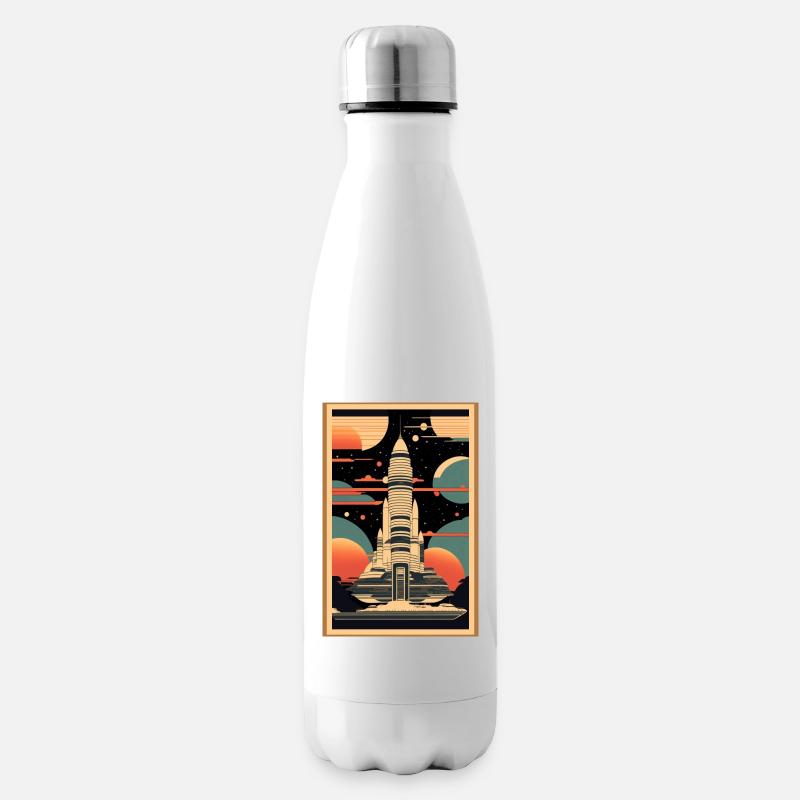 Vaisseau spatial japonais dans le style d’un pri de bloc de bois - Bouteille isotherme - blanc