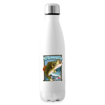 Wisconsin By Air Fishing Reiseplakat - Isolierflasche - Weiß - Rechts