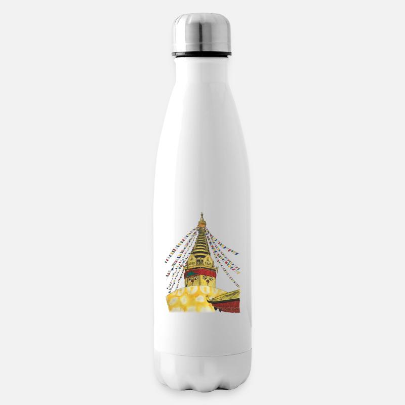Stupa de Swayambhunath Katmandou Népal Bouddhisme - Bouteille isotherme - blanc