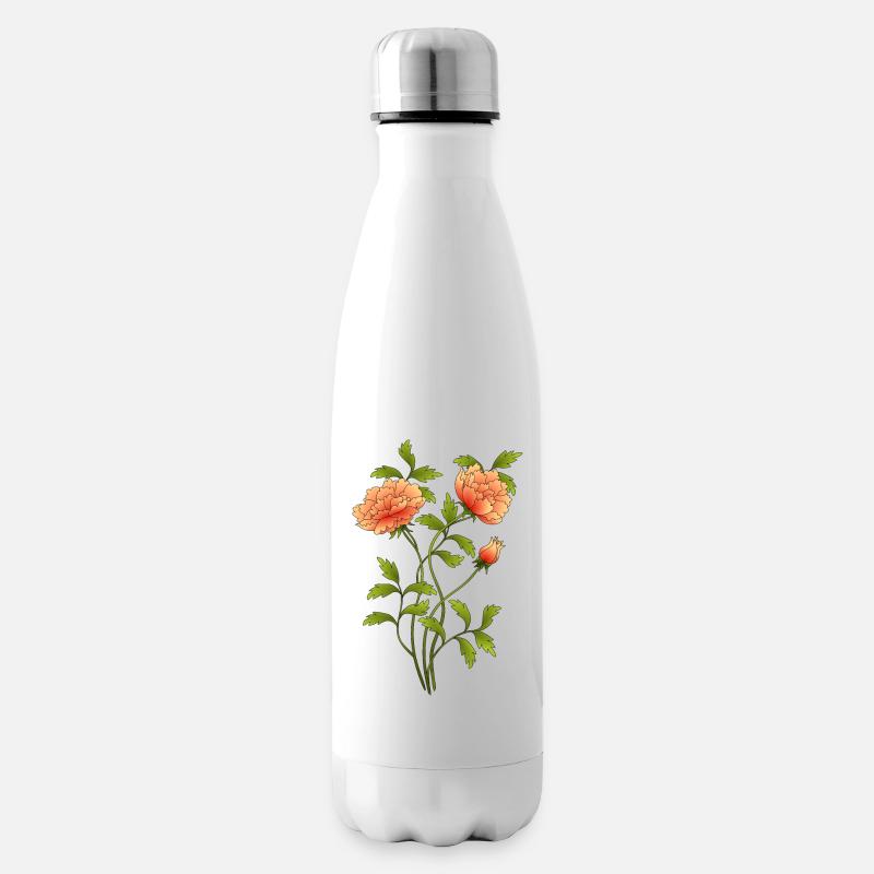 Blumen - Isolierflasche - Weiß