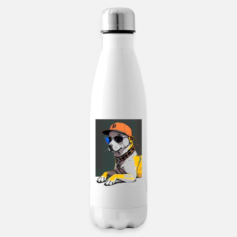 Inkpunk Hund mit Sonnenbrille und Cap 4 - Isolierflasche - Weiß