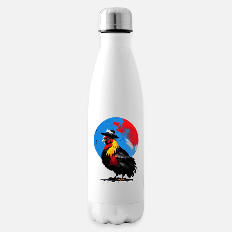 Rooster with hat - Insulated Water Bottle - white