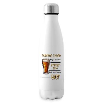 Dumme Ideen beginnen immer mit Halt mal mein Bier - Isolierflasche - Weiß - Rechts