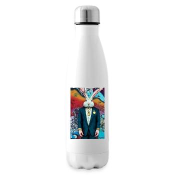 Lapin en costume | moderne, style urbain, coloré - Bouteille isotherme - blanc - Droite