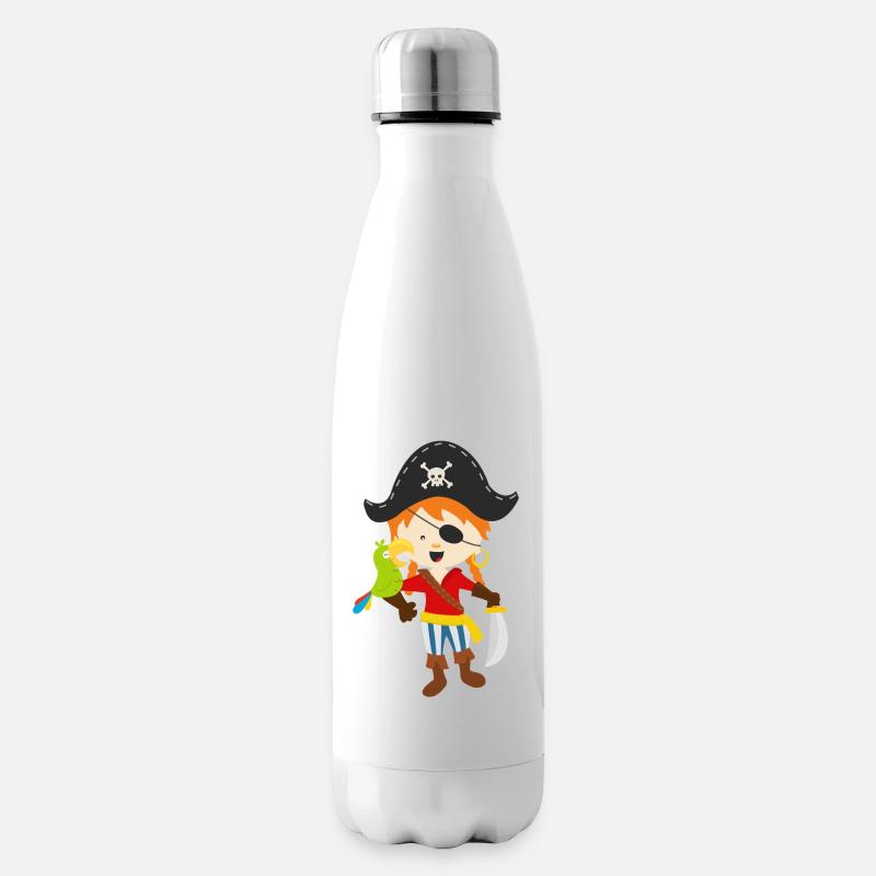 Pirat und Papagei - Isolierflasche - Weiß
