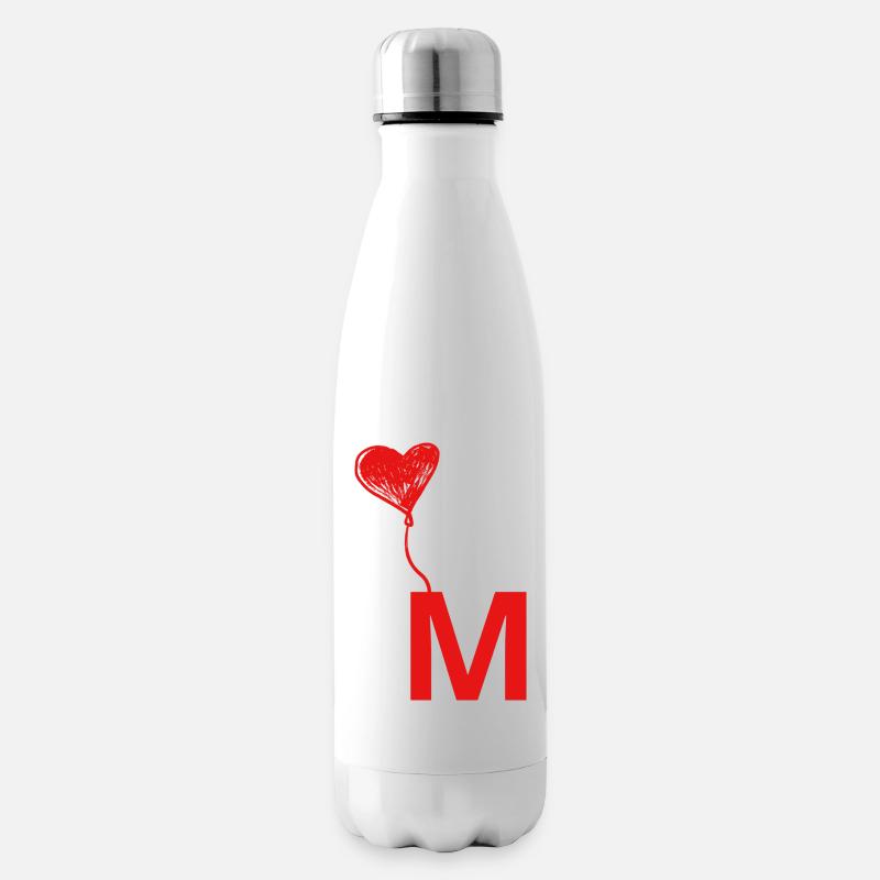 Buchstabe m Herz - Isolierflasche - Weiß