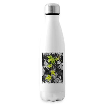 Neon green vines in grayscale contrast - Insulated Water Bottle - white - Right