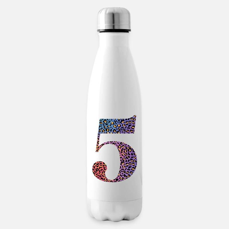 Leopard zum 5. Geburtstag - Isolierflasche - Weiß