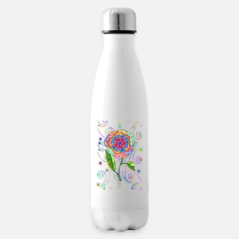 Blume - Isolierflasche - Weiß
