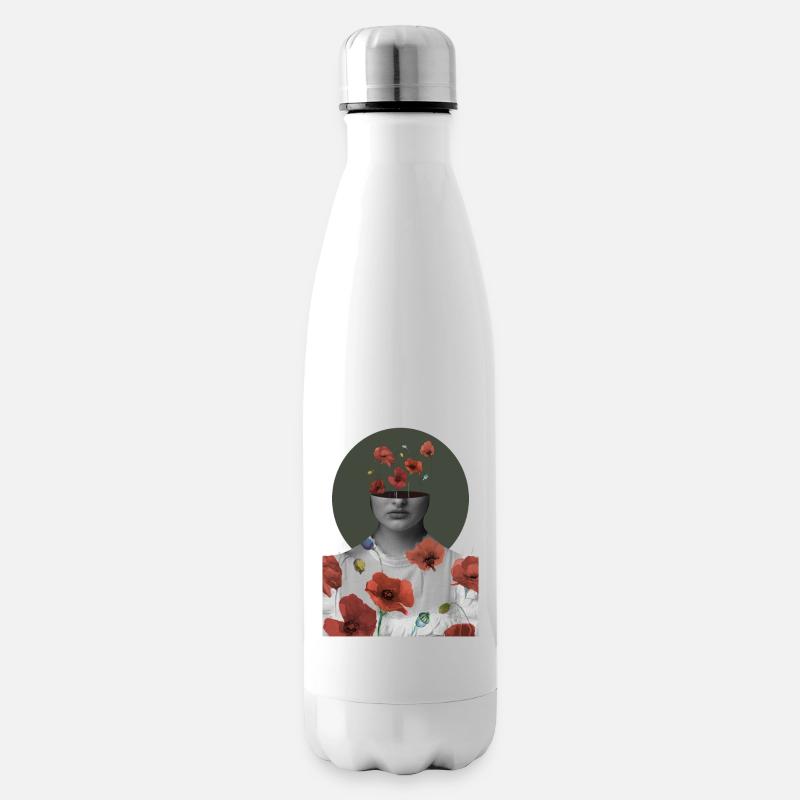 Porträt einer Mohnblume - Isolierflasche - Weiß