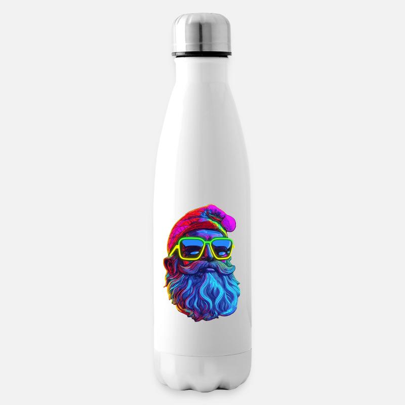 Neon Santa Popart - Isolierflasche - Weiß