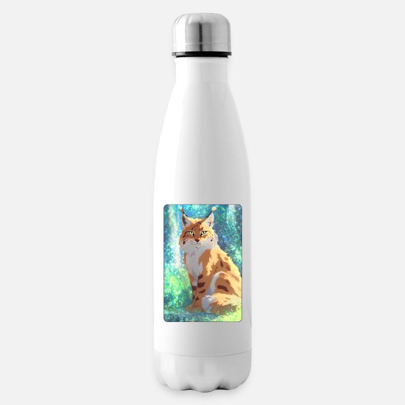 Luchs im Wald - Isolierflasche - Weiß
