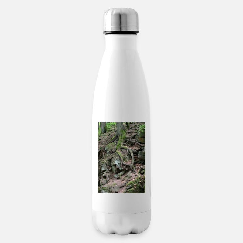 Wurzelgeflecht im Felswald - Isolierflasche - Weiß