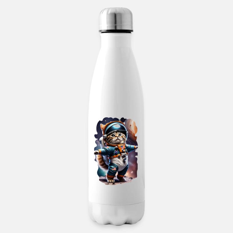 Cat Astronaut - Insulated Water Bottle - white