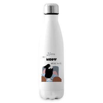 Home is where the meow watches you pee - Bouteille isotherme - blanc - Droite