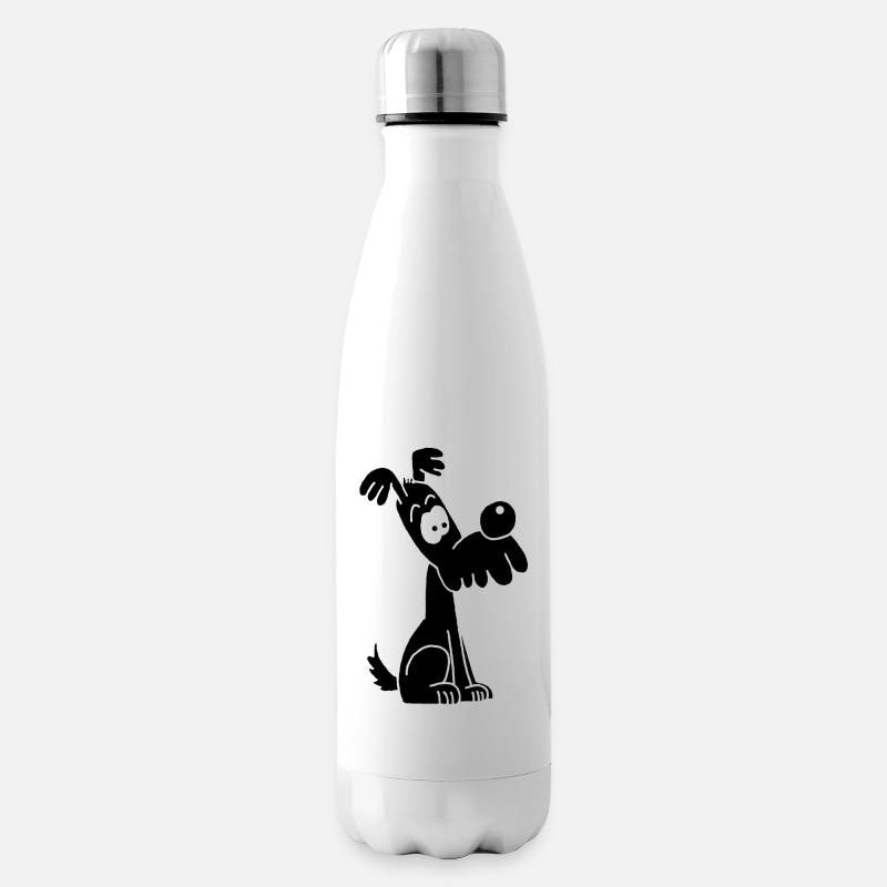 Chien noir rigolo et mignon - Bouteille isotherme - blanc