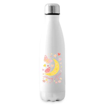 Lune de miel avec fleurs de coeur de lune et papillons - Bouteille isotherme - blanc - Droite