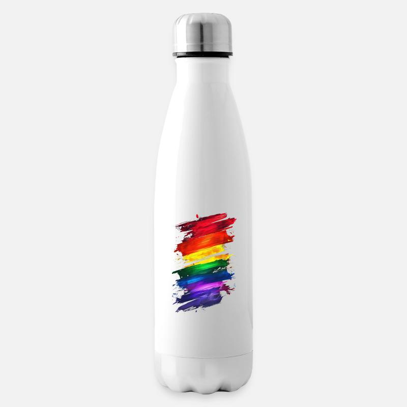 Abstract Rainbow Pride Design - Vibrant art - Insulated Water Bottle - white