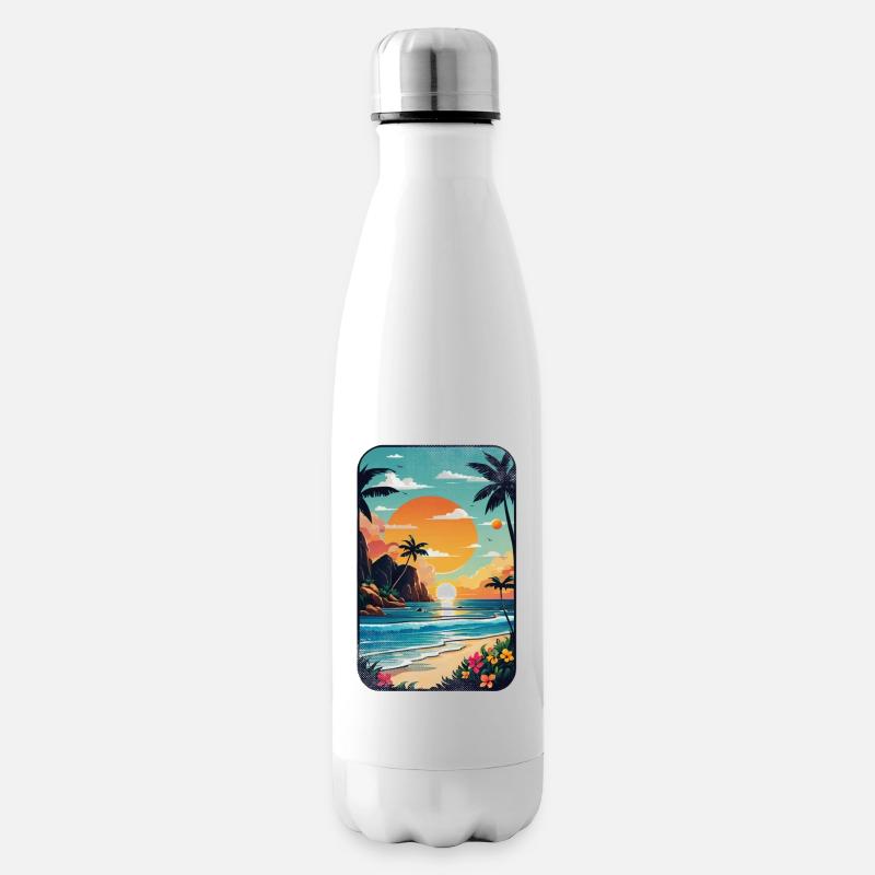 plage vacances soleil mer - Bouteille isotherme - blanc