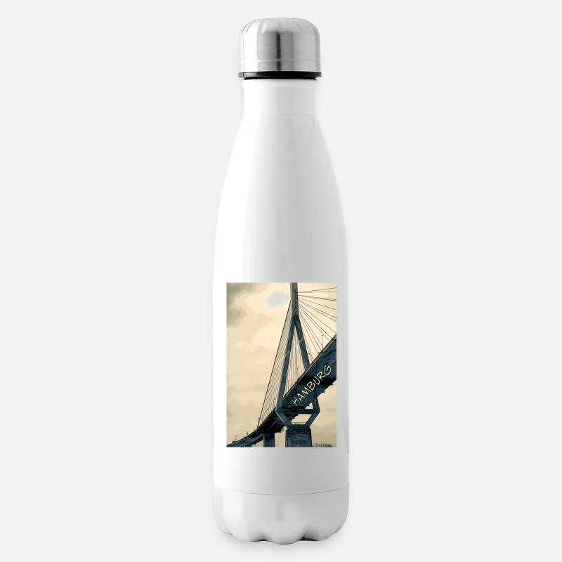 Hamburg Bruecken Skyline Illustration - Isolierflasche - Weiß