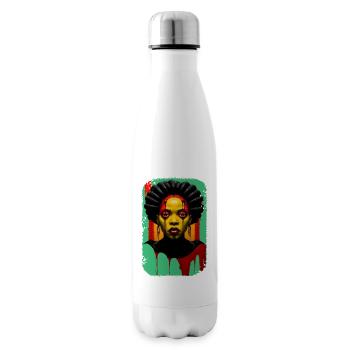 Porträt Schwarze Frau Tropfen Farben - Isolierflasche - Weiß - Rechts