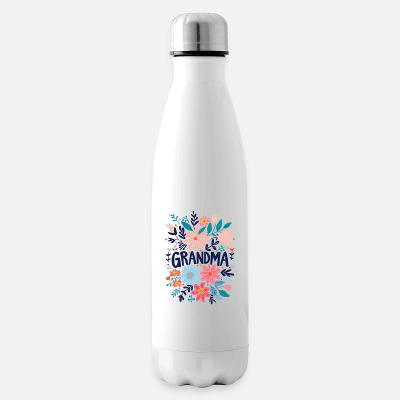 Oma Doodle Text mit bunten Blumen - Oma - Isolierflasche - Weiß