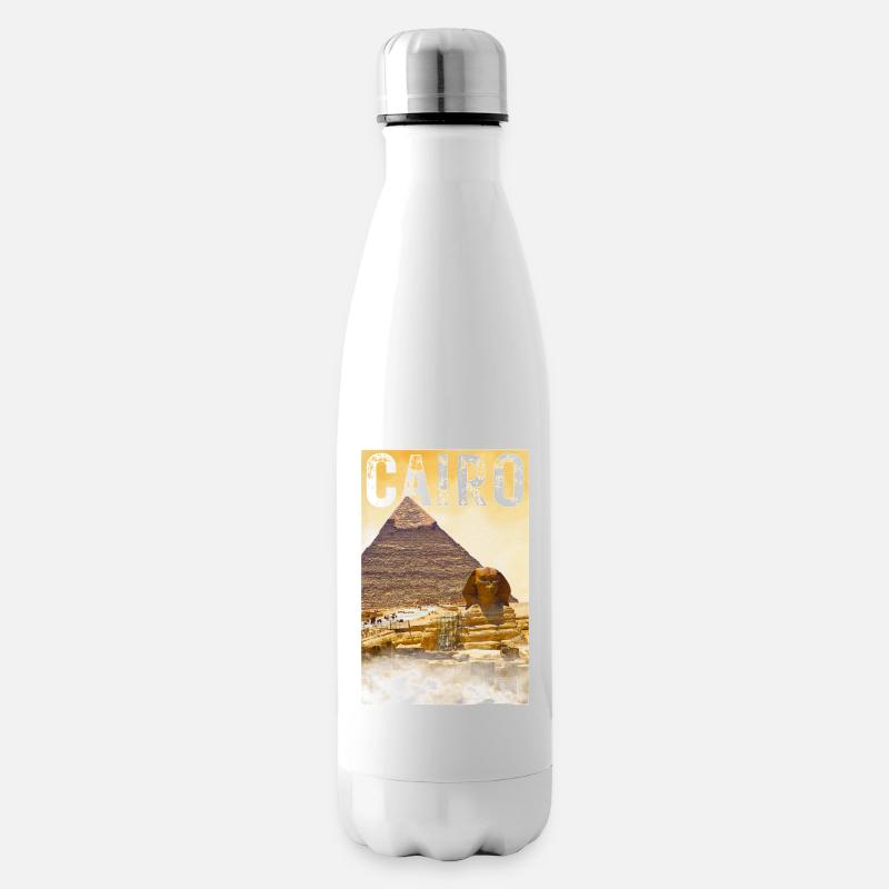 Kairo Vintage Reiseposter mit Pyramide und Sphinx - Isolierflasche - Weiß