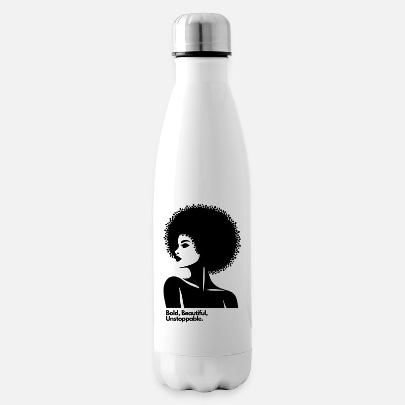 Afro Queen Silhouette - Insulated Water Bottle - white