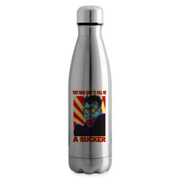 Vampire Horror Cartoon Humor A Sucker Funny Design - Insulated Water Bottle - silver - Right