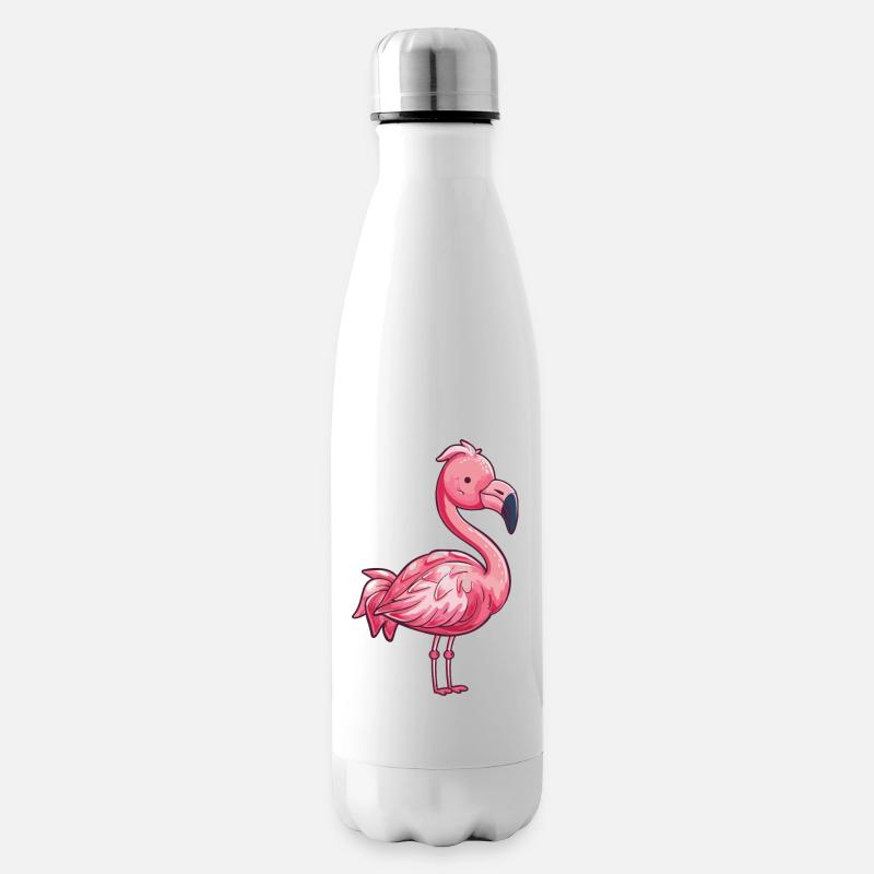 Flamingo Comic - Isolierflasche - Weiß