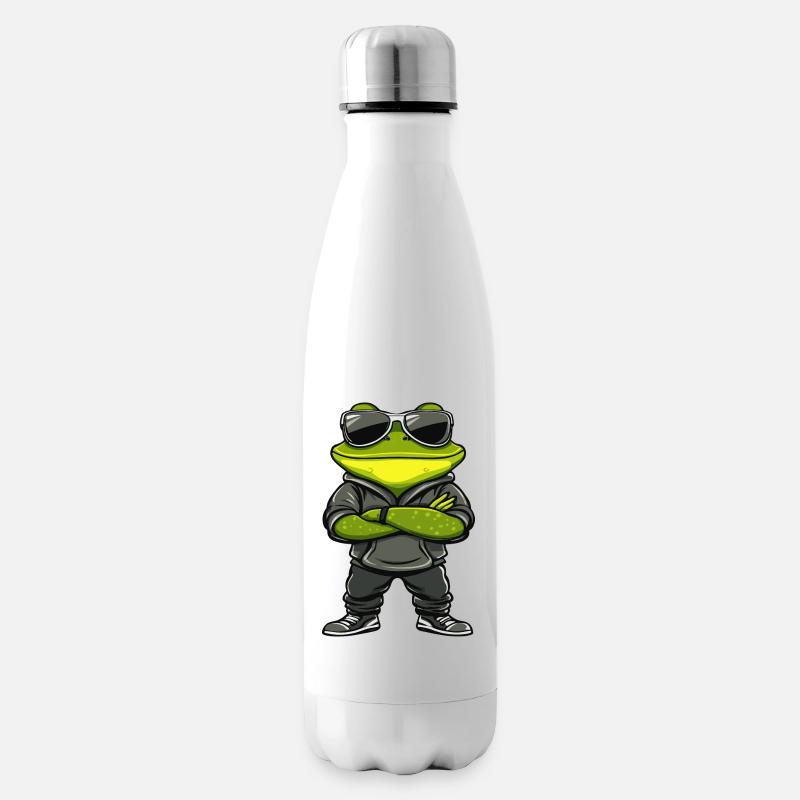 Grenouille Bande Dessinée Cool - Bouteille isotherme - blanc