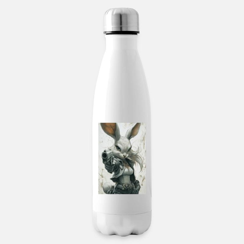 Lapin urbain avec pistolet - Bouteille isotherme - blanc
