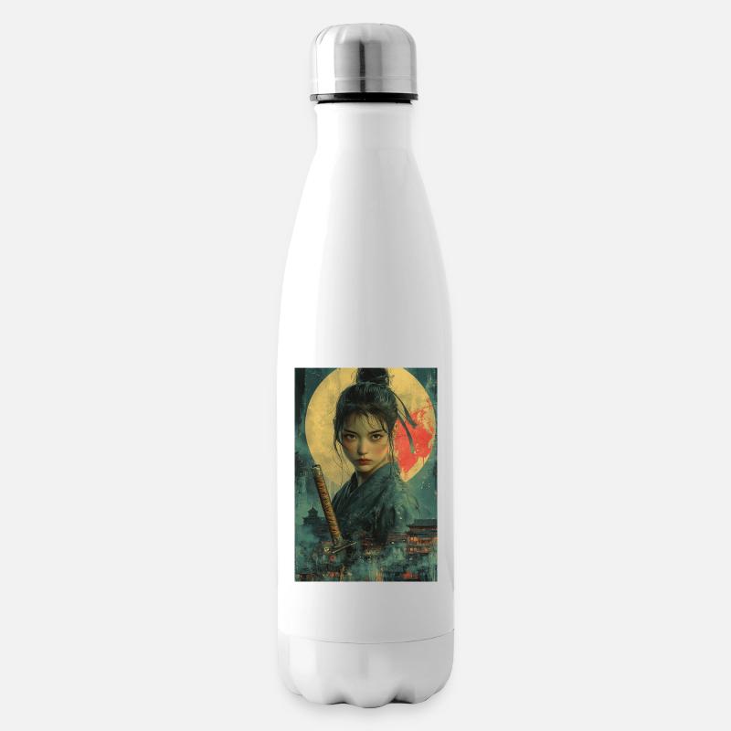 Mondlicht-Samurai im Asiatischen Stil - Isolierflasche - Weiß