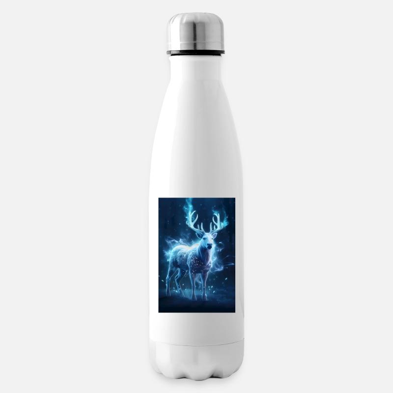 Das leuchtende Geweih – Wächter des Winterwaldes - Isolierflasche - Weiß