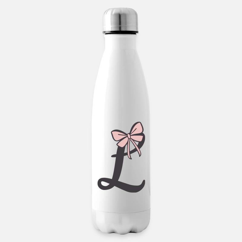 Anfangsbuchstabe L Schleifchen - Isolierflasche - Weiß